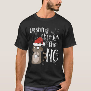 Christmas Racoon Dashing Through The No Coffee Gru T-Shirt