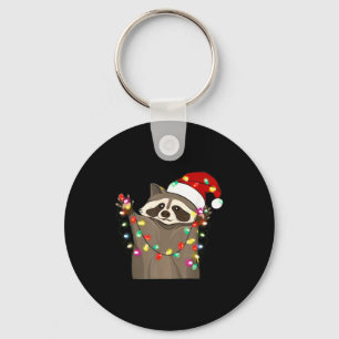 Christmas Racoon Swea,funny Christmas Lights Racco Keychain