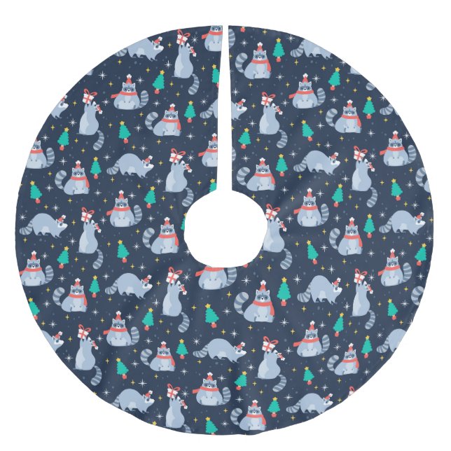 Christmas Racoons Brushed Polyester Tree Skirt (Front)
