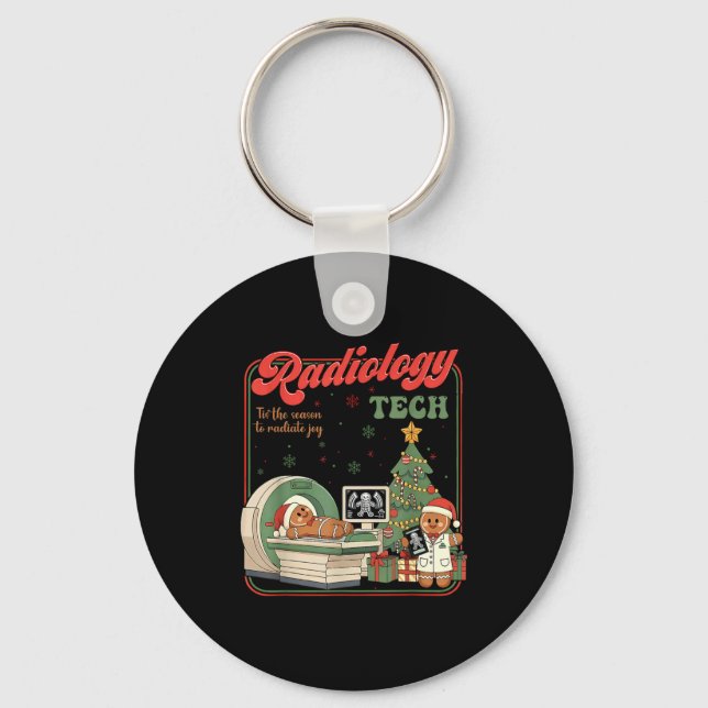 Christmas Radiology Tech Funny Gingerbread Man Rad Keychain (Front)