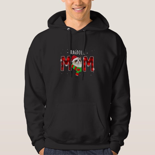 Christmas Ragdoll Mom Plaid Dog Cat Hoodie (Front)