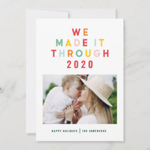 Christmas rainbow colorful we made it through holiday card