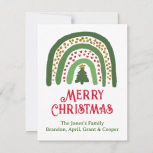 Christmas rainbow glitter red gold green card