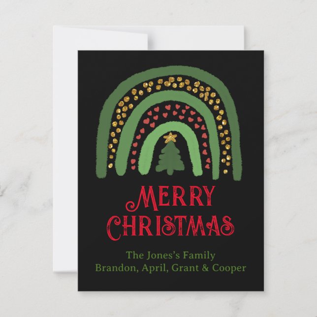 Christmas rainbow glitter red gold green card (Front)