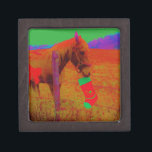 Christmas Rainbow Horse Keepsake Box<br><div class="desc">Christmas Rainbow Horse Rainbow coloured,  Horse and Red Christmas Bow Photo by Sandy Closs "Kissing under the mistletoe" , " Christmas Horse ",  Mistletoe ,  "funny horse""horse at christmas""christmas horse", christmas, ,  xmas horse,  horses</div>