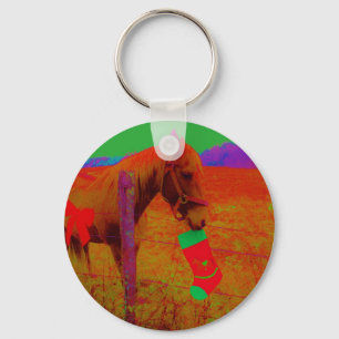 Christmas Rainbow Horse Keychain