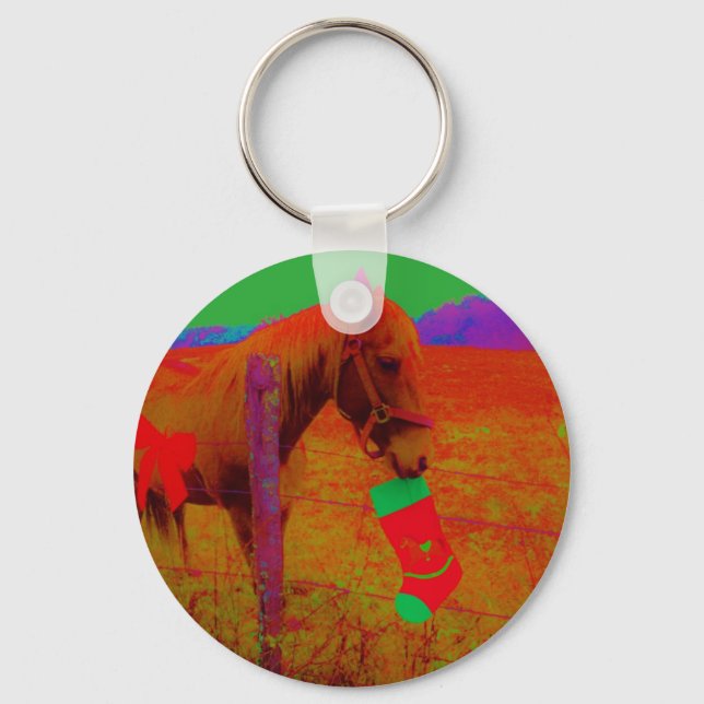 Christmas Rainbow Horse Keychain (Front)