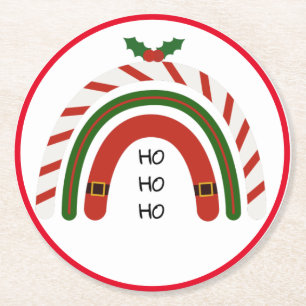Christmas Rainbow Let it Snow    Round Paper Coaster