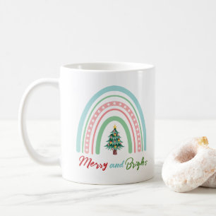Christmas Rainbow Nice List Merry and Bright    Coffee Mug