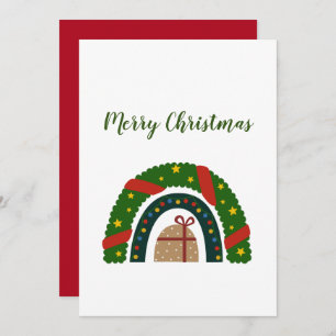 Christmas Rainbow With A Present  Holiday Card