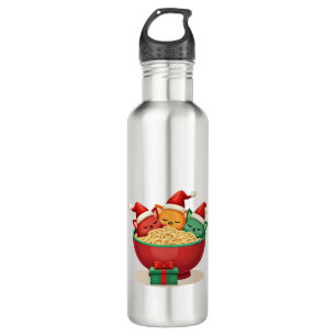 Christmas Ramen Cat Santa Anime Meow Kitty Meow Ca 710 Ml Water Bottle