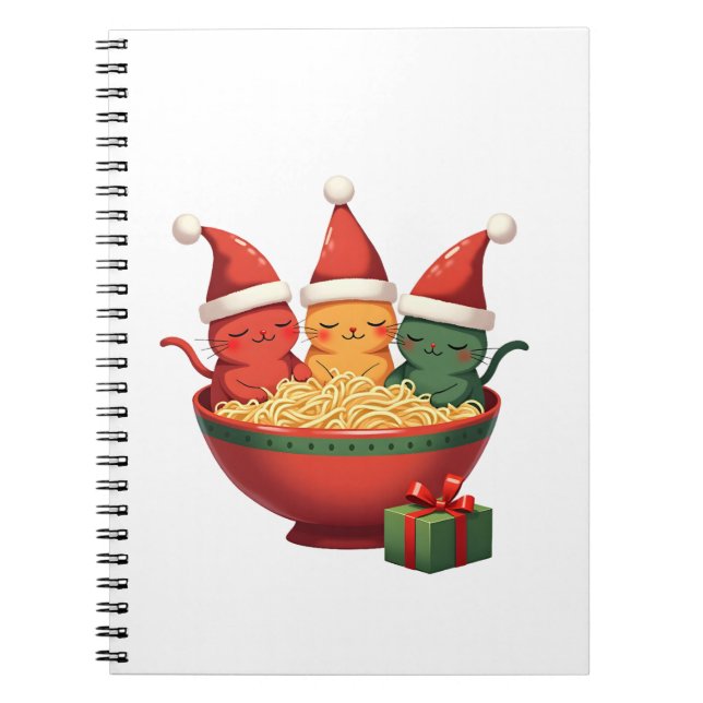Christmas Ramen Cat Santa Anime Meow Kitty Meow Ca Notebook (Front)