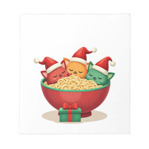 Christmas Ramen Cat Santa Anime Meow Kitty Meow Ca Notepad