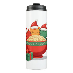 Christmas Ramen Cat Santa Anime Meow Kitty Meow Ca Thermal Tumbler