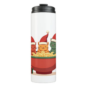 Christmas Ramen Cat Santa Anime Meow Kitty Meow Ca Thermal Tumbler