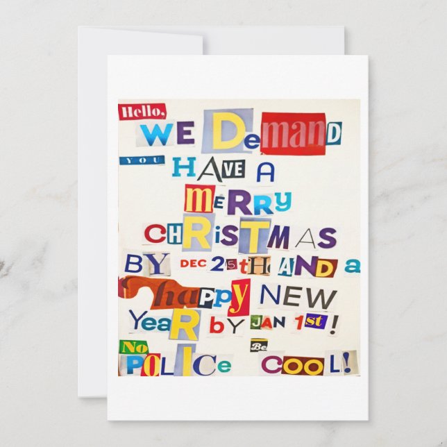 Christmas Ransom Note Joke Card (Front)