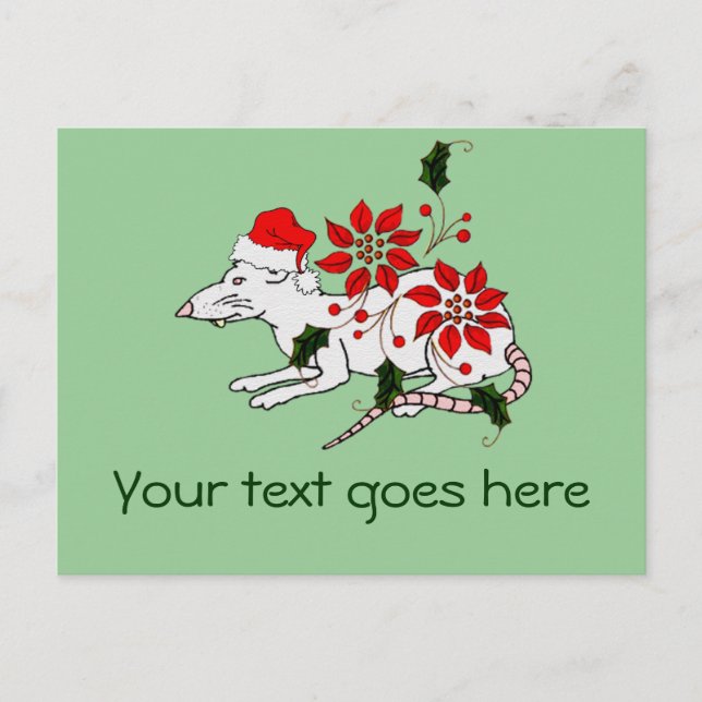 Christmas Rat Holiday Postcard (Front)