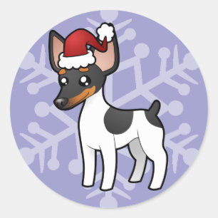 Christmas Rat Terrier / Toy Fox Terrier Classic Round Sticker