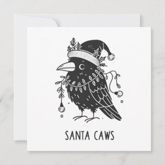 Christmas Raven Santa Caws Holiday Card