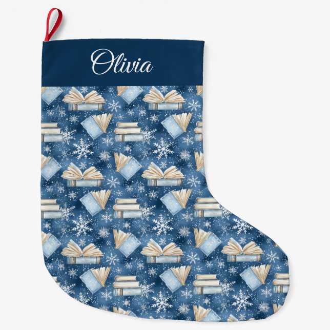 Christmas Reading Books Large Christmas Stocking (Front)