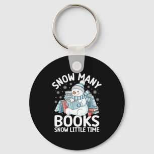 Christmas Reading Snowman So Many Books Men Women Keychain