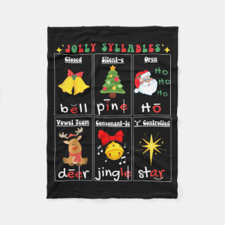 Christmas Reading Teacher Syllable Types Phonemic Fleece Blanket