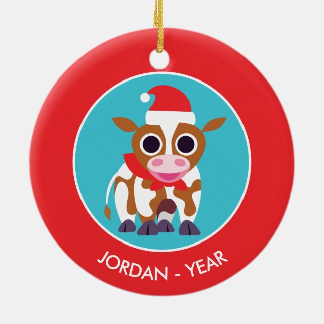 Christmas Reba the Cow Ceramic Ornament (Back)