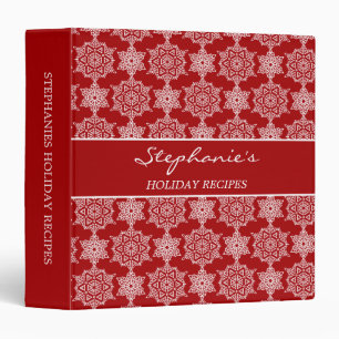 Christmas Recipe Binder Snowflakes Red