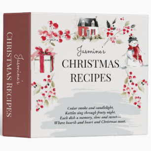 Christmas Recipe Binder Watercolor Holiday