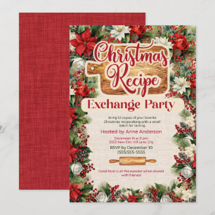 Christmas Recipe Exchange Party  Invitation