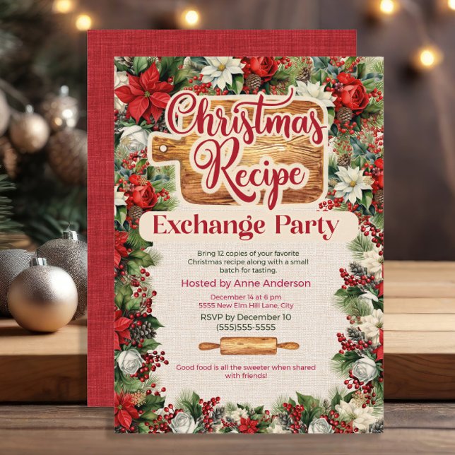 Christmas Recipe Exchange Party  Invitation (Christmas Recipe Exchange party invitation)
