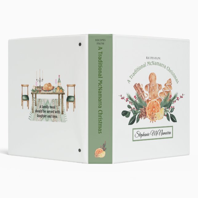Christmas Recipes Personalized Family  Watercolor  Binder (Background)