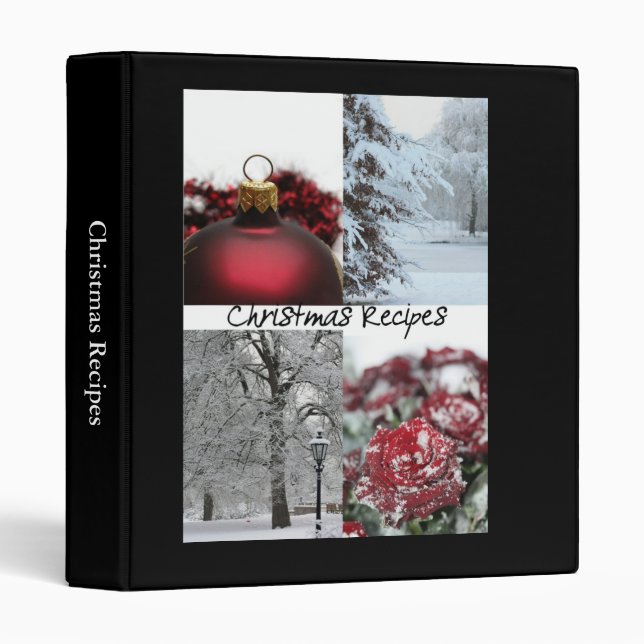 Christmas Recipes red winter snow collage Binder (Front/Spine)