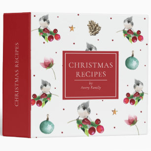 CHRISTMAS RECIPES Watercolor Tufted Titmouse Binder