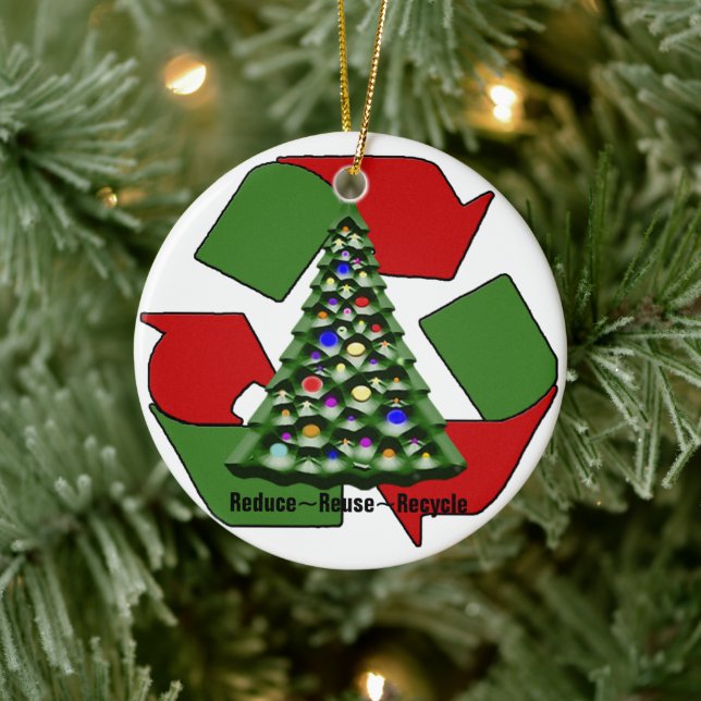 Christmas Recyclables Ceramic Ornament (Tree)