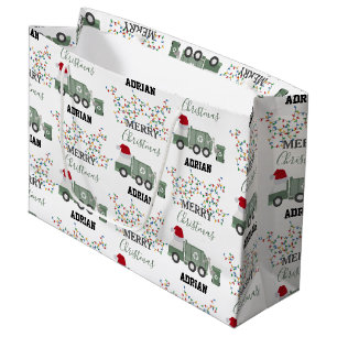 Christmas Recycling Garbage Truck Custom Name Large Gift Bag