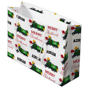 Christmas Recycling Garbage Truck Custom Name Large Gift Bag