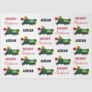 Christmas Recycling Garbage Truck Custom Name  Tissue Paper