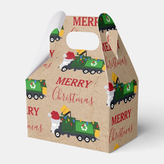 Christmas Recycling Garbage Truck  Favor Box (Front Side)