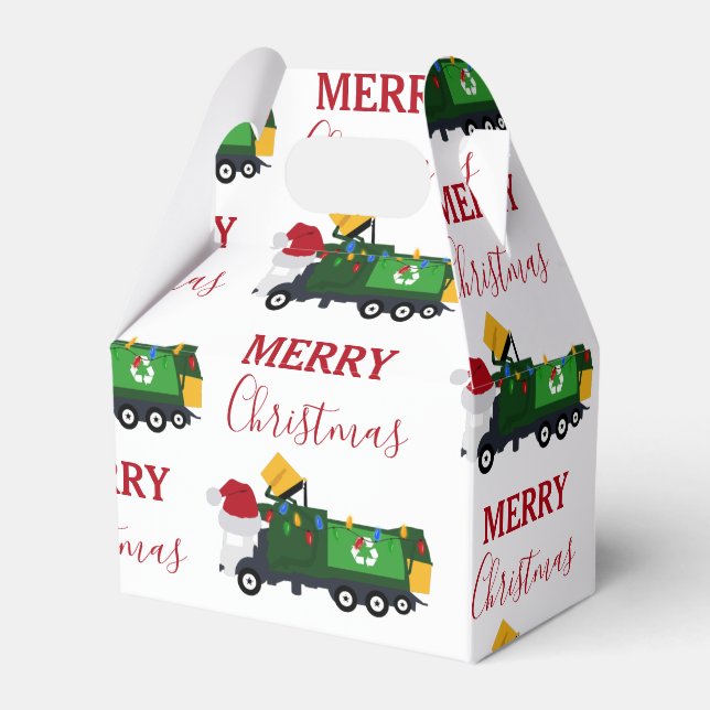 Christmas Recycling Garbage Truck   Favor Box (Front Side)