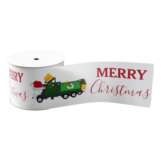 Christmas Recycling Garbage Truck   Grosgrain Ribbon (Spool)