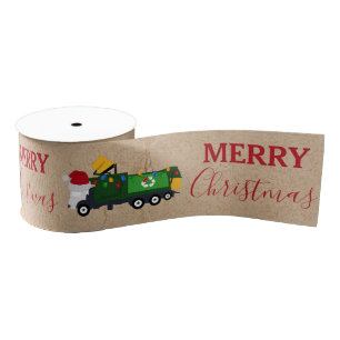 Christmas Recycling Garbage Truck Grosgrain Ribbon