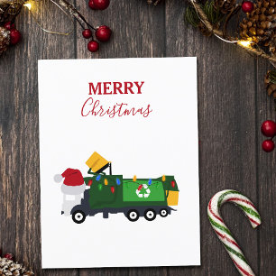 Christmas Recycling Garbage Truck Holiday Postcard