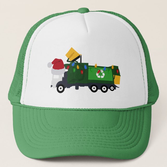 Christmas Recycling Garbage Truck  Trucker Hat (Front)