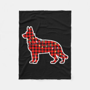 Christmas Red And Black Buffalo Plaid German Sheph Fleece Blanket