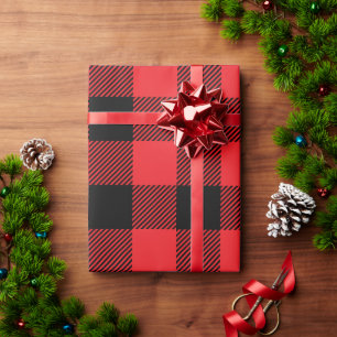 Christmas Red and Black Buffalo Plaid Wrapping Paper