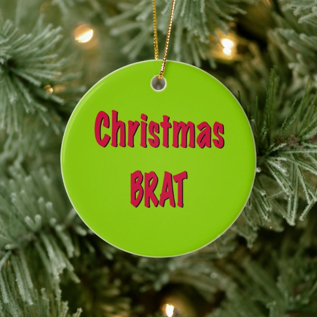 Christmas Red And Brat Green Ceramic Ornament (Tree)