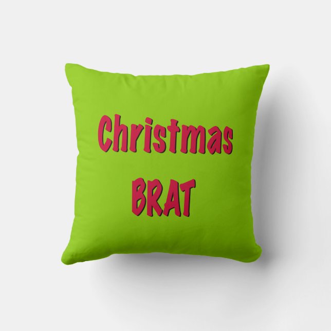 Christmas Red And Brat Green  Throw Pillow (Back)