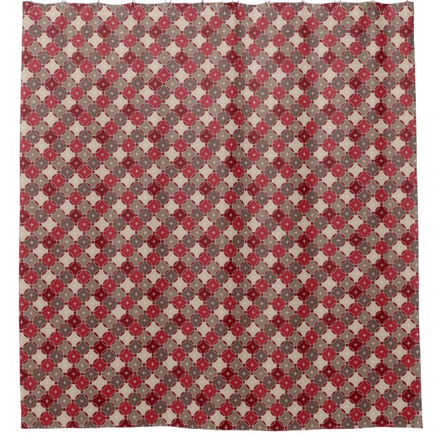 Christmas Red and Brown Pattern Shower Curtain (Front)