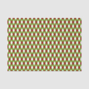 Christmas Red and Green Argyle Harlequin Pattern Tissue Paper